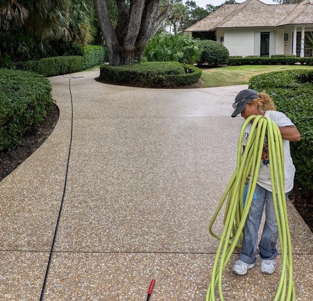Driveway cleaning with surface cleaner